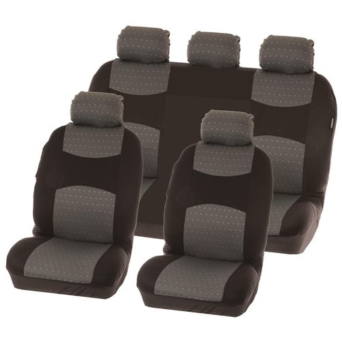 Couvre-Sieges 9 Pieces Chicago Gris Compatible Airbag Avec Arriere Fractionnable
