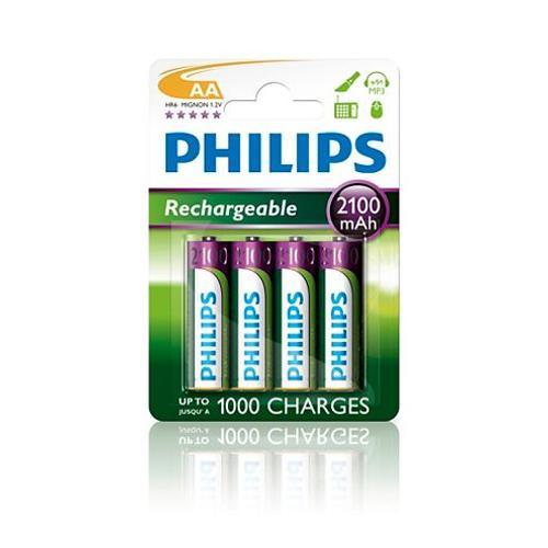 Piles philips rechargeables r-6 2100mah pack 4