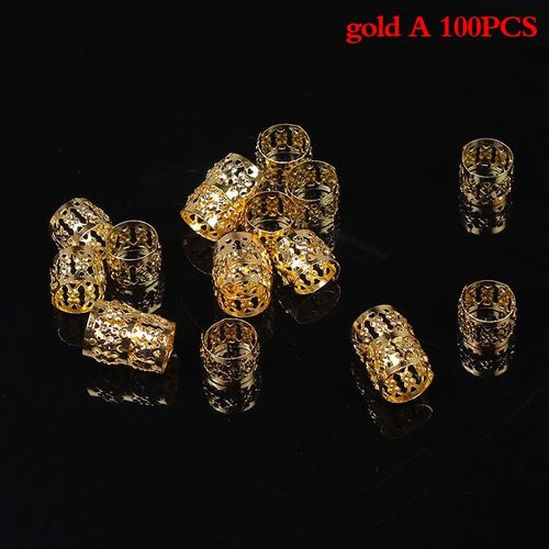 Boucles De Cheveux Tressées Sales, 100 Pièces, Micro Serrure Réglable, Perles De Tube, Clip De Tresse Africaine Or Et Argent, Accessoires De Cheveux 