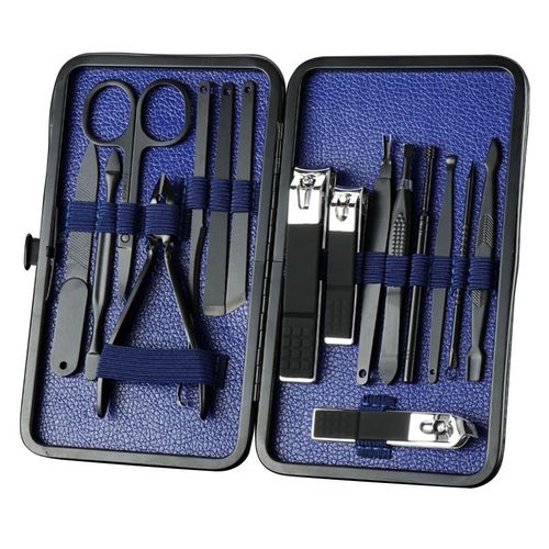 Kit De Manucure 16 Pièces, Outil Pour Les Oreilles, Ciseaux À Sourcils, Lime À Ongles, Coupe-Ongles, Kit De Voyage Pour Enlever Les Cuticules 