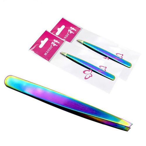 Pince À Sourcils Oblique En Acier Inoxydable Coloré, 3 Pièces, Coupe De La Bouche, Épilation Du Visage, Petite Pince À Épiler, Outil De Beauté 