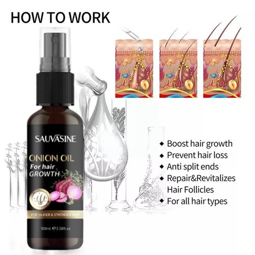 Huile À Base D'oignon Pour La Croissance Des Cheveux, 100ml, Sérum En Spray Pour Lutter Contre La Perte De Cheveux, Huiles Essentielles, Pour Améliorer La Sécheresse Des Cheveux, R7j8 