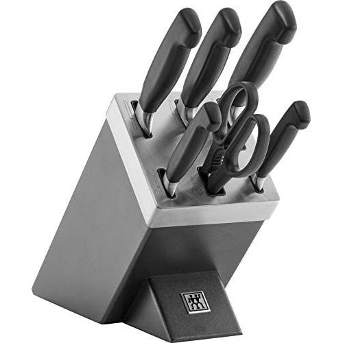Zwilling Bloc À Couteaux Auto-Affûtant, 7 Pièces, Gris, Couteau Et Ciseaux En Acier Inoxydable Spécial/Manche En Plastique, 4 Étoiles