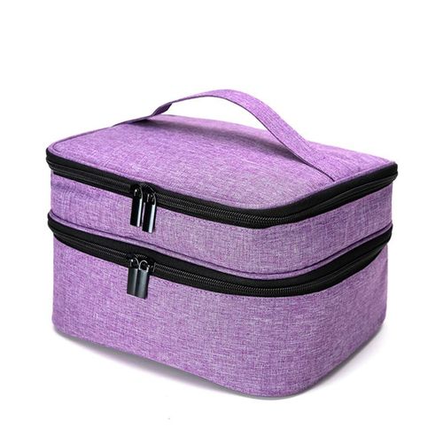 Sac de rangement de vernis à ongles 30 grilles, sac à main de parfum d'huile essentielle cosmétique Double couche, support de boîte de rangement de rouge à lèvres Portable