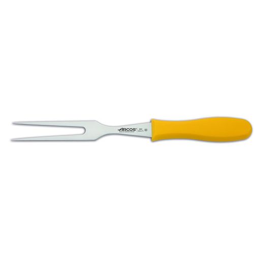 Fork Carving Arcos Couleur - Prof 290300 Acier Inoxydable Nitrum Et Mango Fourchette Ergonomique En Polypropylène Jaune Avec Lame De 18 Cm, Vitrine.