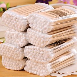 1 Sac Double Tête Coton-Tige Bébé Soin Nettoyage Démaquillant Pointe Bois Outils Extérieur D'urgence Médical Soin Des Plaies Pansement 