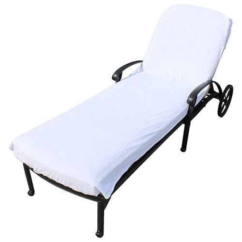 Housse De Chaise De Plage En Microfibre Blanche, Serviette De Bain À Séchage Rapide Pour Transat De Bord De Mer, Serviette De Plage Pour Adultes Avec Poches