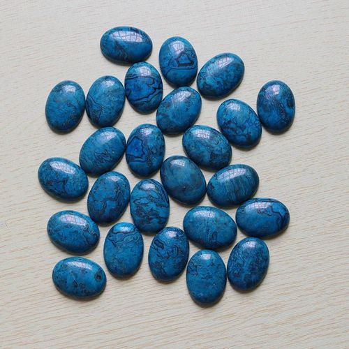 Perles D'agat Bleu En Pierre, Cabochon Ovale, Sans Trou, En Onyx, 22*30mm Pour La Fabrication De Bijoux, Pendentifs, Cadeau, Livraison Gratuite, 10 Pièces/Lot