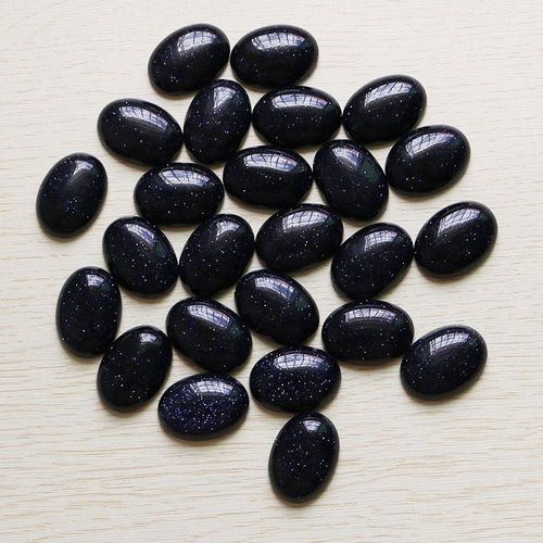 Cabochon De Cabine Ovale En Grès Bleu Naturel, Perles De Larme Pour La Fabrication De Bijoux, Boucles D'oreilles Pendentif 18mm * 25mm 10 Pièces/Lot, Vente En Gros