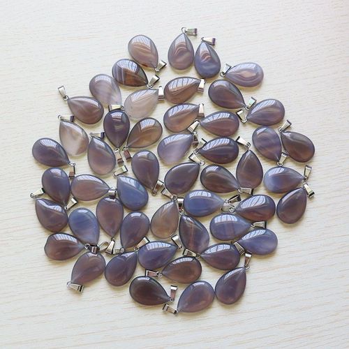 Breloques En Pierre D'agate Grise Naturelle, Vente En Gros, Pendentifs En Forme De Goutte D'eau, Perles En Onyx Pour La Fabrication De Bijoux, Livraison Gratuite