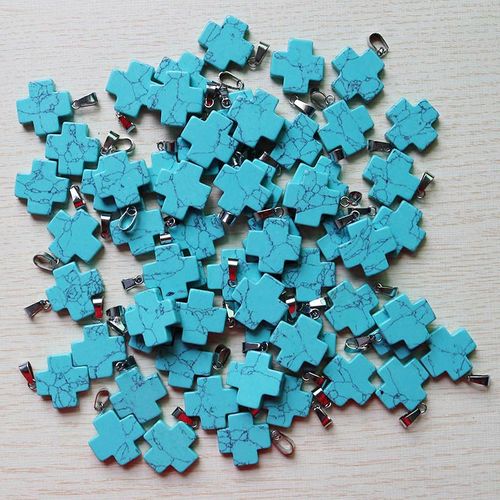 Lot De 30 Pendentifs En Pierre Naturelle De Haute Qualité, En Forme De Croix, 20x20mm, Pour Bricolage, Boucles D'oreilles, Bijoux, Cadeaux Pour Femmes, Vente En Gros