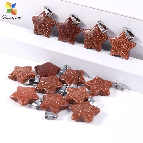 Lot De 25 Pendentifs En Pierre Naturelle, En Or Doré, En Forme D'étoile De Sable, 20mm, Breloques Pour La Fabrication De Bijoux, Tendance, Vente En Gros, 2021