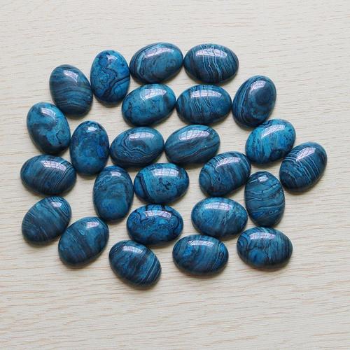 Cabochon De Cabine Ovale En Pierre D'agate Bleue, Perles En Forme De Larme Pour La Fabrication De Bijoux, Boucles D'oreilles Pendentif 18mm X 25mm, 10 Pièces/Lot, Vente En Gros