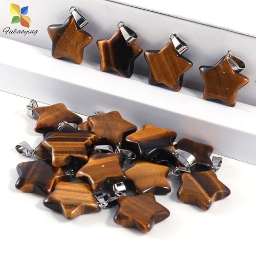 Pendentifs Et Colliers En Pierre Naturelle Tendance, Lot De 25 Pièces, Breloques En Forme D'étoile, D'oeil De Tigre, Cadeaux Pour La Fabrication De Bijoux, Vente En Gros