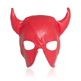 Couvre-Tête Noir En Cuir Du Diable, Accessoire Costume Carnaval Halloween Jeu Sexuel Adulte Bouche Ouverte Bdsm Casque A7