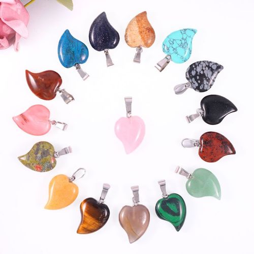 Pendentifs En Pierre Naturelle, 50 Pièces, Quartz, C¿Ur, Cristal Rose, Breloques De Couleur Aléatoire, Pour La Fabrication De Bijoux À Faire Soi-Même