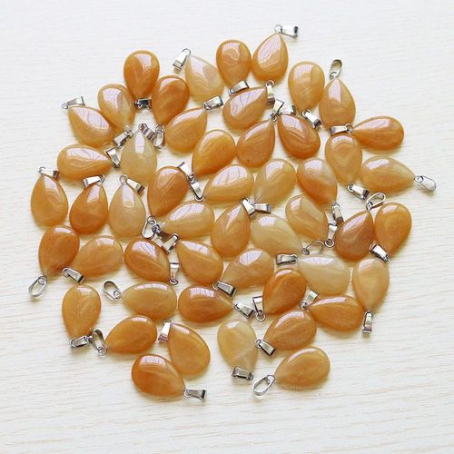 Breloques En Pierre De Jade Jaune Naturel, Vente En Gros, Goutte D'eau, Perles, Pendentifs Pour La Fabrication De Bijoux, Livraison Gratuite