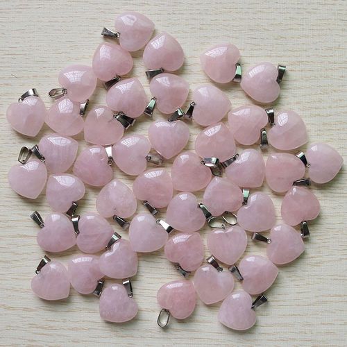 Breloques En Cristal Naturel, C¿Ur, Pierre De Quartz Rose, Accessoires De 20mm, Pendentifs De Collier En Forme De C¿Ur Pour La Fabrication De Bijoux, Décoration De Bricolage