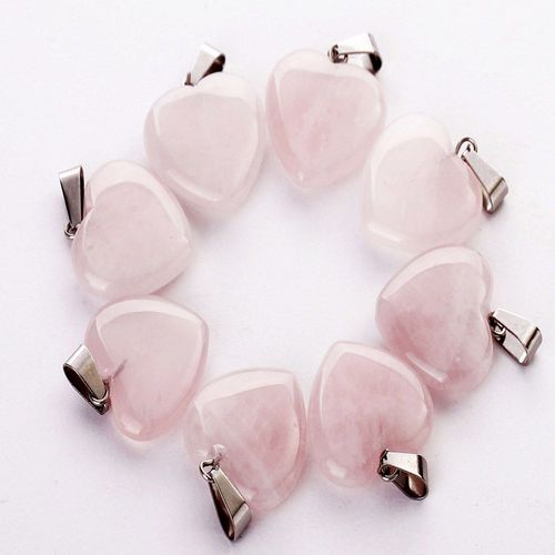 Collier En Cristal De Quartz Rose, Pierre Naturelle, Pendentif En Forme De C¿Ur, Perles À La Mode, 20mm, Pour Bricolage, Fabrication De Bijoux, Livraison Gratuite