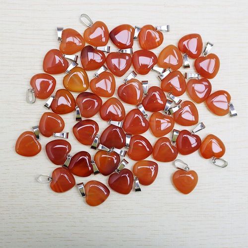 Pendentif En Pierre D'agate Rouge Naturelle, Pendentif En Forme De C¿Ur D'amour, 16mm, Pour La Fabrication De Bijoux, Cadeaux À Des Amis, Vente En Gros, 50 Pièces/Lot, Livraison Gratuite