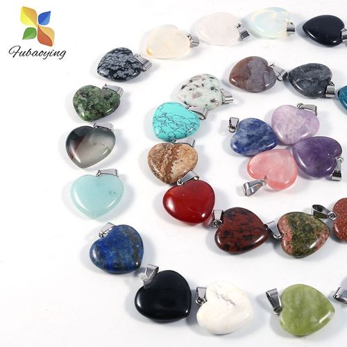 Pendentifs En Pierre Naturelle 20mm, 30 Pièces, Accessoires De Bricolage, En Cristal Rose, En Forme De C¿Ur, Breloque Mignonne Pour La Fabrication De Bijoux, Boucles D'oreilles Pour Femmes