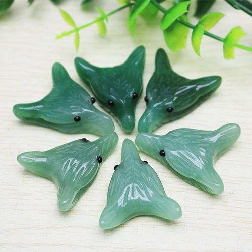 Pierre D'aventurine Verte Naturelle De Haute Qualité, Pendentif Tête De Loup Sculpté À La Main, Livraison Gratuite, 28x35mm, Vente En Gros