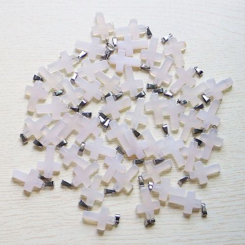 Breloques En Onyx Blanc Naturel, 30 Pièces/Lot, Pendentifs En Pierre D'agates En Croix Pour Bricolage, Fabrication De Bijoux, Cadeau Pour Femmes, Livraison Gratuite