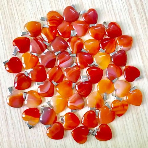 Breloques En Forme De C¿Ur Pour La Fabrication De Bijoux, 50 Pièces, Pendentifs En Pierre Rouge Naturelle, Livraison Gratuite, Vente En Gros