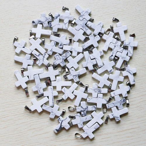 Breloques En Pierre Blanche Naturelle, Vente En Gros, 30 Pièces/Lot, Perles En Croix, Pendentifs Pour Bricolage, Fabrication De Bijoux, Cadeau Pour Femmes, Livraison Gratuite