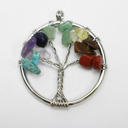 Pendentif D'arbre De Vie En Quartz Naturel, 7 Chakras, Colliers De Guérison, Bijoux Reiki, 30mm