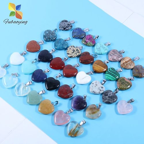 Pendentif Coeur En Cristal Rose En Pierre Naturelle De 20mm, 30 Pièces, Accessoires De Bricolage À La Mode, Fourniture De Breloques De Collier Pour Bijoux