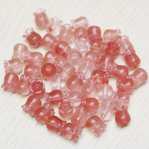 Boucles D'oreilles En Pierre Naturelle, 15 Pièces, Perle Cloche Pastèque Rouge, Tulipe Sculptée 7x8mm, Accessoires Pour Bijoux Diy
