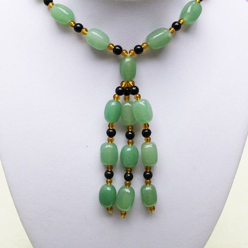 Collier Avec Pendentif En Pierre Aventurine Verte Pour Femmes, Chaîne De Pull, Bijoux Rectangulaires
