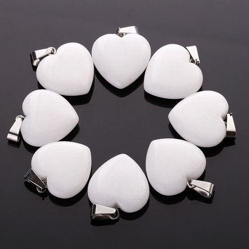 Pendentif Jades Blanc En Pierre De C¿Ur Pour Femmes, 20mm, Breloques Pour La Fabrication De Bijoux, Livraison Gratuite, Vente En Gros