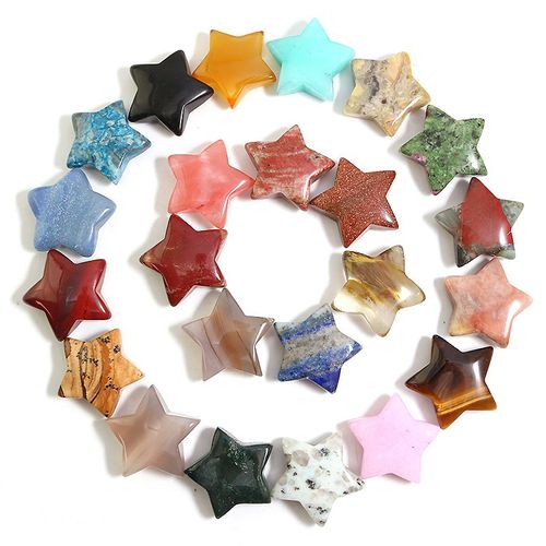 Pierre Naturelle De Quartz, Cristal D'oeil De Tigre, Aventurine Unakite, 30mm Étoile Pour La Fabrication De Bijoux, Accessoires De Collier, Vente En Gros