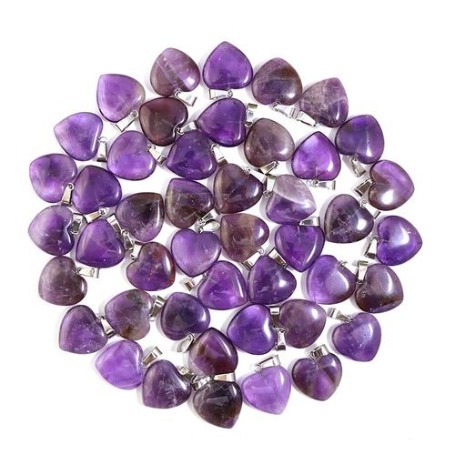 Collier En Cristal Violet Naturel Améthystes, 50 Pièces, Pendentifs En Pierre, Breloques Pour La Fabrication De Bijoux, Vente En Gros