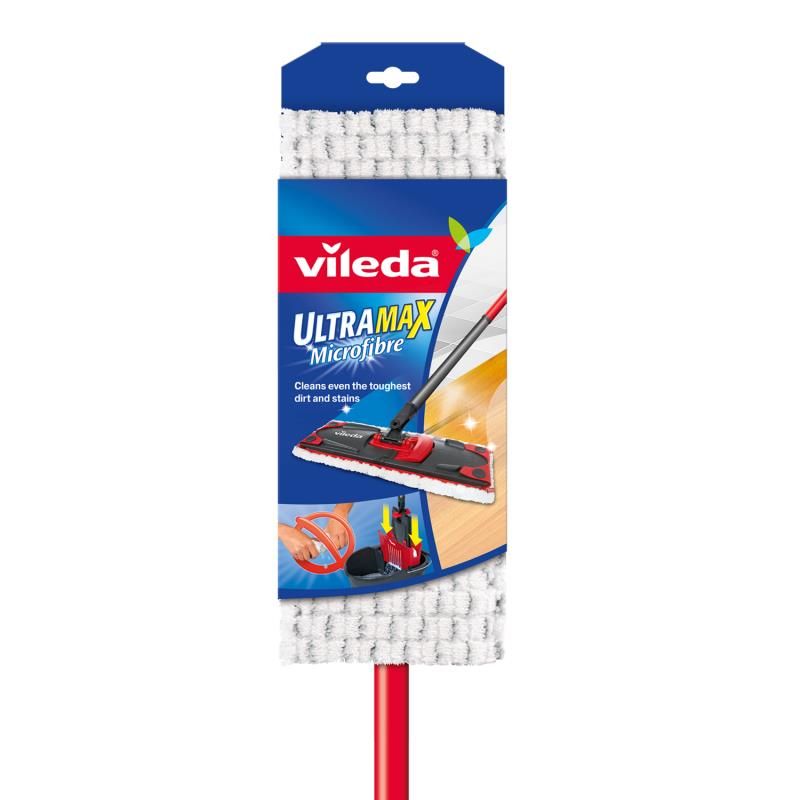 Vileda Balai à franges UltraMax, microfibre, rouge/blanc, 7 x 14 x ...