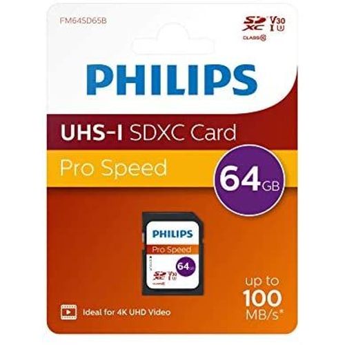 Carte Philips SDXC/Carte Philips SDXC Classe 64 Go, UHS-I U3, 4K