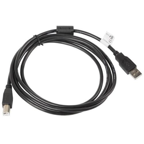 Lanberg CA-USBA-11CC-0018-BK - Câble USB-A 2.0 vers USB-B mâle/mâle avec Ferrite 1.8m Noir