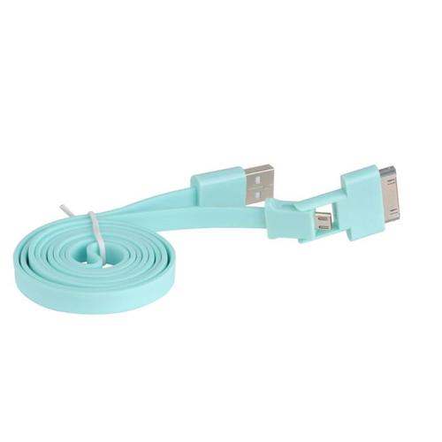 Câble plat 3go USB vers micro USB et Apple 30 broches.
