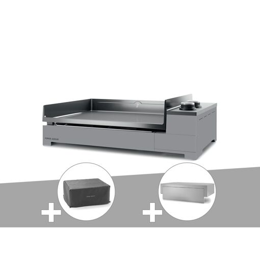 Plancha gaz Premium 60 acier avec housse et couvercle pour p