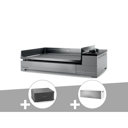 Plancha gaz Premium 60 inox avec housse et couvercle pour pl