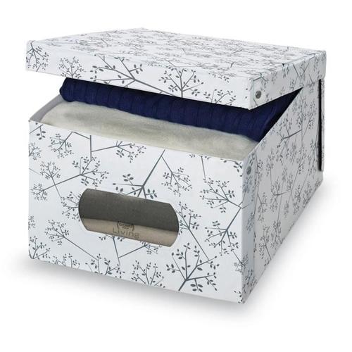 Domopak 916060, Boîte de rangement, Gris, Blanc, Rectangulaire, Carton, Chlorure de polyvinyle, Motif, Intérieur