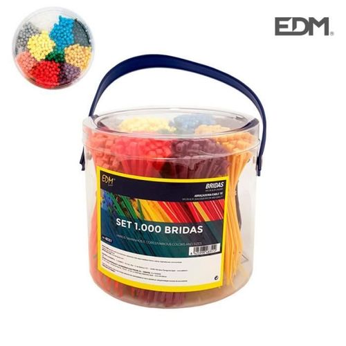 Set de 1000 colliers de serrage plastique en couleurs assortis