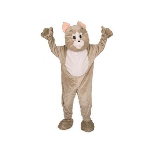 Deguisement Mascotte Adulte Chat Gris, Luxe - Combinaison, Maxi Tete Animal, Chaussons - Taille Unique - Set Costume + Carte