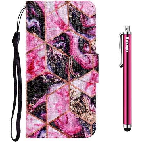 Vergist Coque Pour Xiaomi Redmi Note 10 / Note 10s, Étui Housse En Cuir Protection Avec Porte Cartes Motif Coloré Imprimé Housse Pu Étui Bumper 360 Kickstand Cover Etui À Rabat (Marbre Violet)