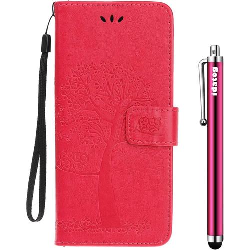 Vergist Coque Pour Samsung Galaxy S8 Plus,[Conception De Hibou] Flip Cover Étui De Housse En Pu Cuir Avec Tpu Souple [Fente De Carte] [Fermeture Magnétique] (Rouge)