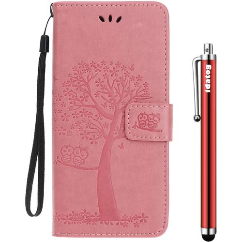 Vergist Coque Pour Samsung Galaxy S7 Edge,[Conception De Hibou] Flip Cover Étui De Housse En Pu Cuir Avec Tpu Souple [Fente De Carte] [Fermeture Magnétique] (Rose)