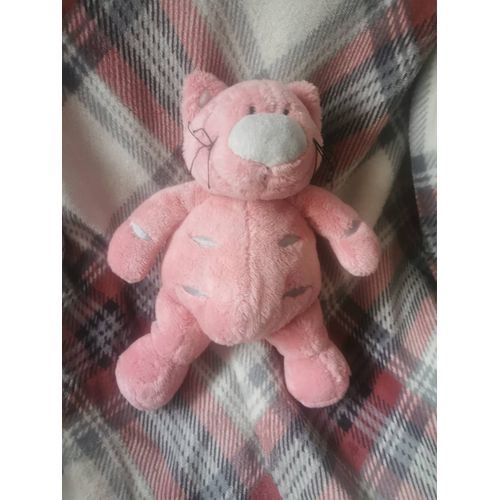 Doudou Peluche Chat Rose Gris Gros Ventre Billes Anna Club Plush