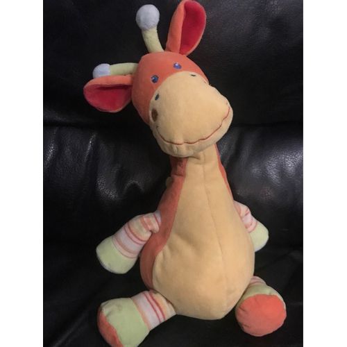 Doudou Musical Girafe Jaune Orange Mots D'enfants 30cm